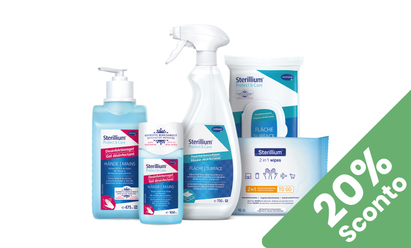 Sterillium® Protect & Care disinfezione Farmacia Moderna contro batteri, funghi e virus.