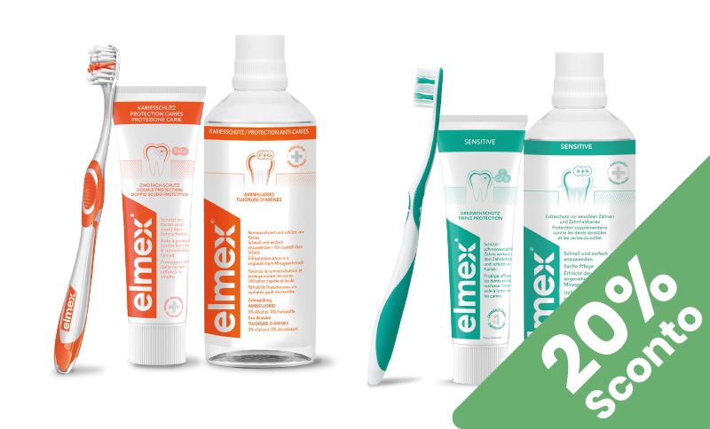 Elmex® Per una buona salute orale di tutta la famiglia In offerta in Farmacia Moderna Chiasso solo a Marzo 2025.