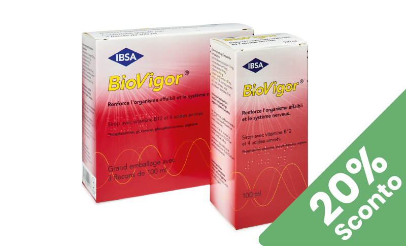 BioVigor® Agisce contro stanchezza e tensione nervosa. In offerta in Farmacia Moderna Chiasso solo ad Aprile 2025.