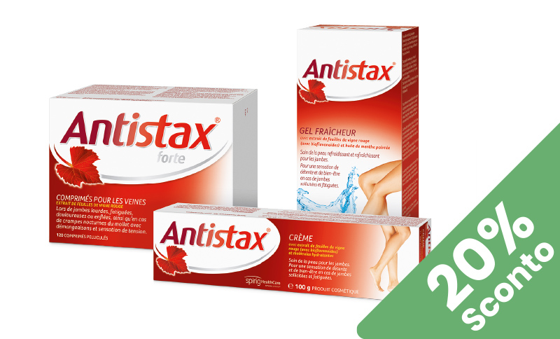 Antistax® forte - in gel, compresse o crema per gambe stanche e doloranti. In offerta in Farmacia Moderna Chiasso solo a Giugno 2025.