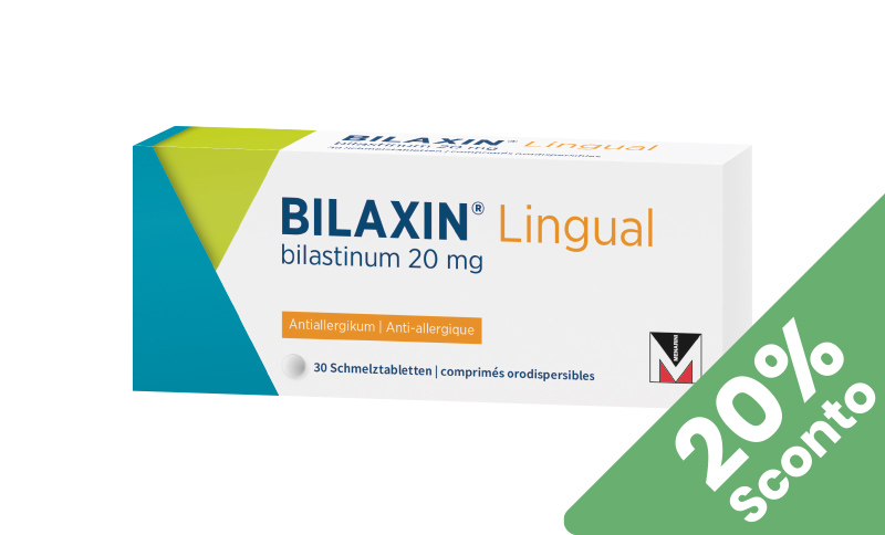 BILAXIN® Lingual Contro il raffreddore da fieno, anche in caso di orticaria. In offerta in Farmacia Moderna Chiasso solo a Giugno 2025.