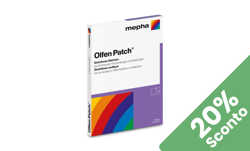 Olfen Patch® In caso di dolori causati da contusioni, distorsioni e strappi. In offerta in Farmacia Moderna Chiasso solo a Agosto 2025.