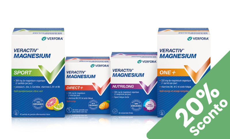 Veractiv® Magnesium Il magnesio giusto per ogni bisogno. In offerta in Farmacia Moderna Chiasso solo a Agosto 2025.