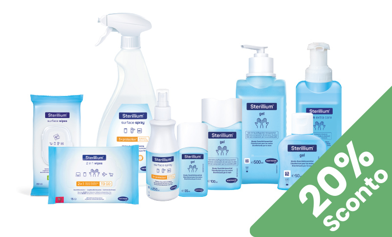 Sterillium disinfettante mani alcolico, rapido ed efficace contro germi. In offerta da Farmacia Moderna Chiasso, solo novembre 25.