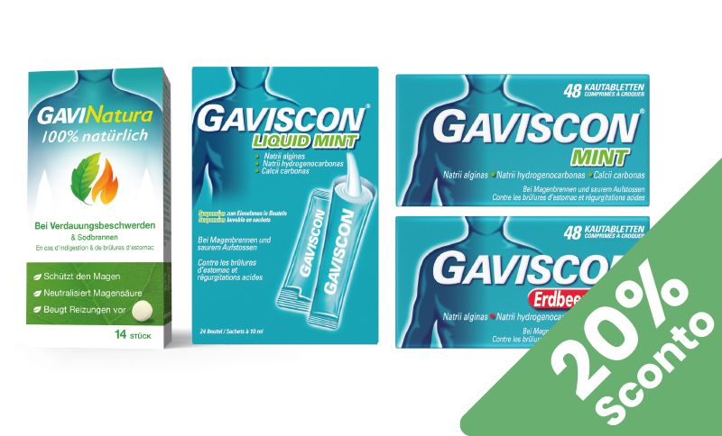 Gaviscon® GaviNatura® riduce acidità e bruciore di stomaco con un’azione naturale. In offerta Farmacia Moderna Chiasso, solo dicembre 2025.
