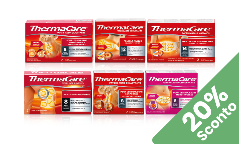 ThermaCare® fasce autoriscaldanti contro dolori muscolari e articolari. In offerta da Farmacia Moderna Chiasso, solo nov 25.