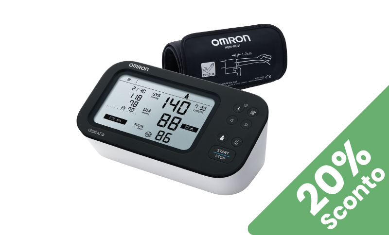 OMRON M7 Intelli IT AFib misura la pressione e rileva la fibrillazione atriale. In offerta Farmacia Moderna Chiasso, Maggio 2026.