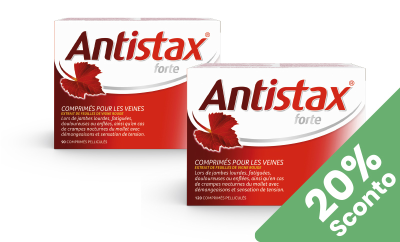 Antistax® forte aiuta ad alleviare pesantezza e stanchezza delle gambe. In offerta Farmacia Moderna Chiasso solo Giugno 2026.